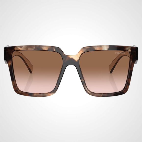 New PRADA Sunglasses Brown Tortoise Beige Gold Symbole Logo 56mm Square Prada - Picture 2 of 6